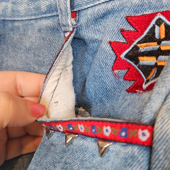 Lew Magram Light Wash Denim Jeans Vintage Women's 10 Southwestern Embellished - Picture 7 of 11